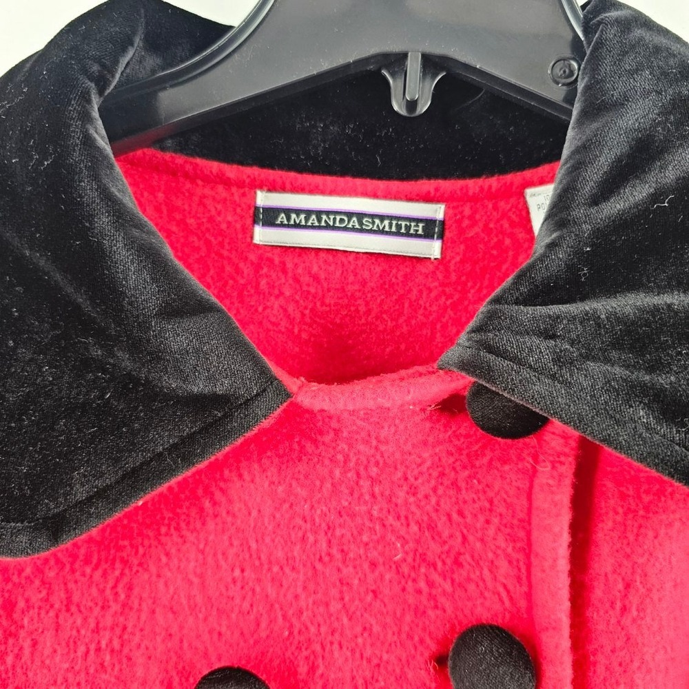 Amanda Smith Cape Women One Size Red New Velvet Collar Double Breasted - Picture 4 of 5